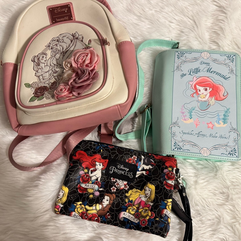 Loungefly Disney Princess Backpack,wristlet and crossbody bag